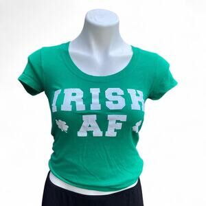 Vintage Y2K 2000s Zenara Irish Af Green Baby Tee T Shirt